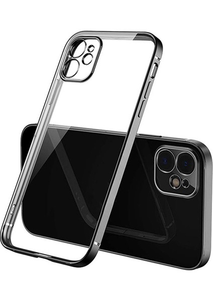 Apple iPhone 12 6.1inç Renkli Kenar Şeffaf Kılıf Kamera Korumalı Kılıf