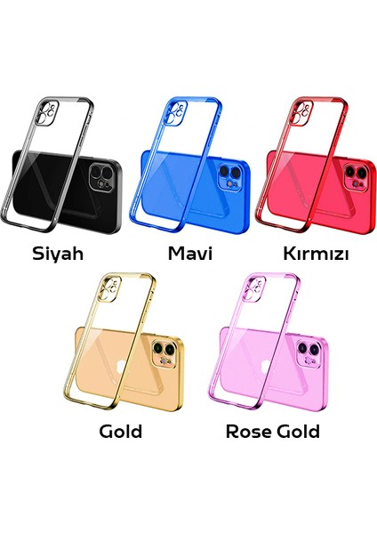 Apple iPhone 12 6.1inç Renkli Kenar Şeffaf Kılıf Kamera Korumalı Kılıf fiyatları