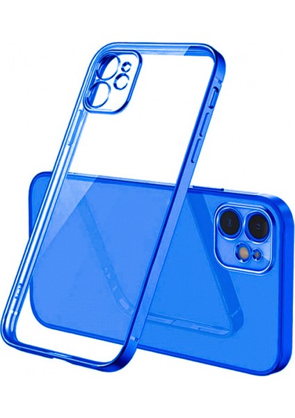 Apple iPhone 12 6.1inç Renkli Kenar Şeffaf Kılıf Kamera Korumalı Kılıf