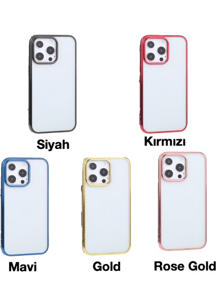 Apple iPhone 13 Pro 6.1inç Lazer Kaplama Renkli Kenar Şeffaf Kılıf