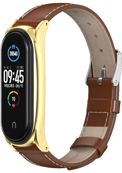 Xiaomi Mi Band Için Deri Kayış 6/5/4/3 Kahverengi (Yurt Dışından)