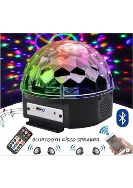 Bk Stores Ledli Rgb Sese Duyarlı Disco Topu Kumandalı Mp3 Çalar Bluetooth USB Sd Kart Okuyucu