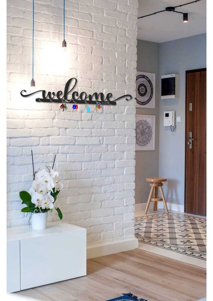 Welcome Metal Anahtar Askılık Dekoratif Anahtar Askılık