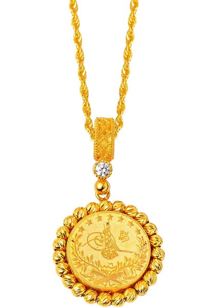 Tuğralı 14 Ayar Toplu Altın Kolye