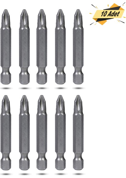 10 Adet Yıldız Bits Uç Ph2 50 mm