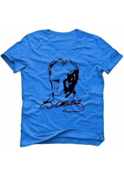 Nacar Store Atatürk Baskılı Düz Renk T-Shirt