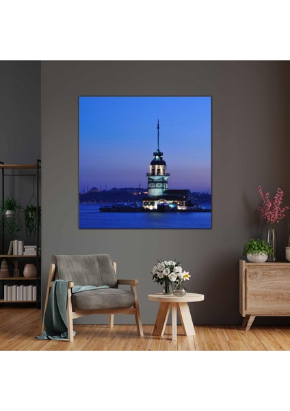 İstanbul Kız Kulesi Gece Manzaralı İstanbul Kanvas Tablo