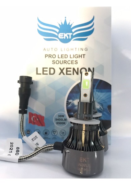 9400 Lümen Ekt Buz Mavi LED Xenon 12000K Şimşek Etkili(Led Far Ampulü) h27