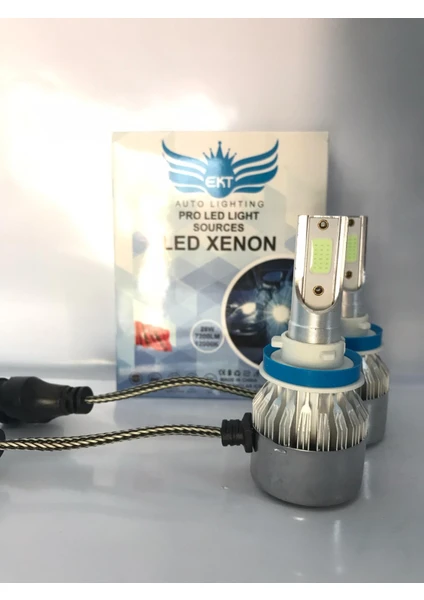 7200 Lümen Ekt Buz Mavi LED Xenon 12000K Şimşek Etkili(Led Far Ampulü) h11