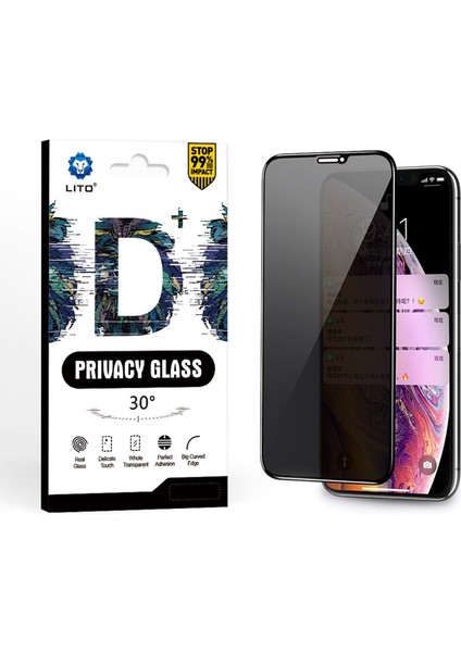 D+ iPhone 12 Pro Max 6.7" Privacy Ekran Koruyucu Siyah