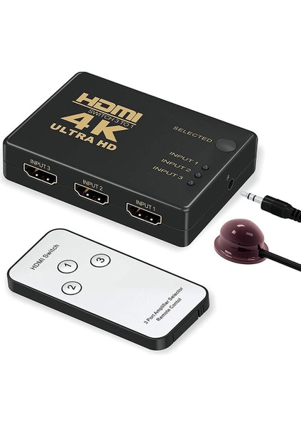 HDMI Çoklayıcı 3 Port 4K Kumandalı Ultra Hd HDMI Switch Splitter