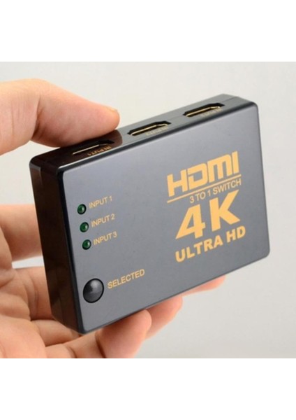 HDMI Çoklayıcı 3 Port 4K Kumandalı Ultra Hd HDMI Switch Splitter