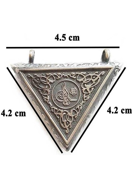 Osmanlı Tuğralı 925 Ayar Gümüş Üçgen Muska Kabı Orta Boy