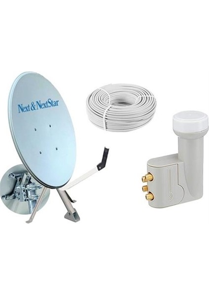 Next NextStar 75 cm Next Nextstar Ofset Çanak Anten Full Set+Dörtlü Lnb+ 25 mt Anten Kablosu 150022