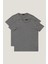 Erkek Gri Slim Fit Dar Kesim Bisiklet Yaka 2'li Tişört Paketi 1