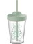 Desenli Pipetli Cam Bardak Pudra Yeşil 450 cc 1