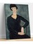 Modigliani'den Mavi Elbiseli Kadın Kanvas Tablo 2