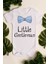 Erkek Beyaz Bebek Little Gentleman Baskılı Çıtçıtlı 1