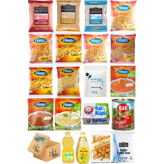 Blueden Ramazan Paketi Kumanya Gıda Paketi Erzak Yardım Hediye Paketi 20 Parça 135 Nolu Paket