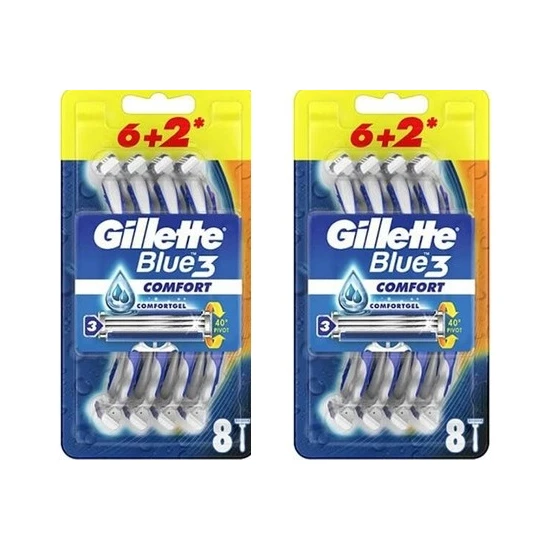 Gillette Blue3 Comfort Kullan At Tıraş Bıçağı 8'li x 2 Adet