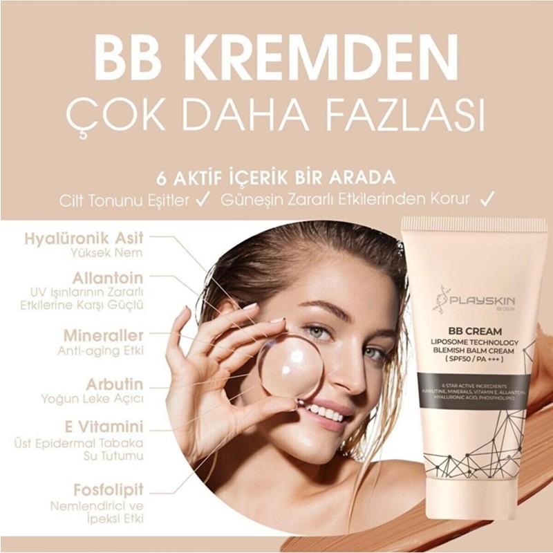 Playskin Playskın Bb Krem, Lıposome Tecnology Blemısh Balm Cream Spf 50, 50G