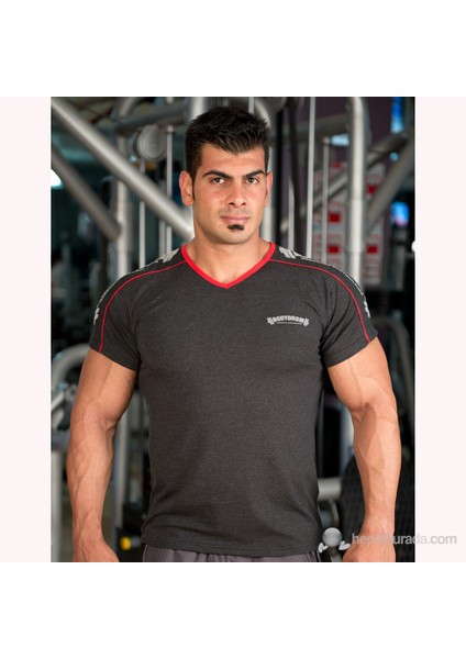 005-07-Bdt Omuz Baskılı Kısa Kollu Antrasit T-Shirt