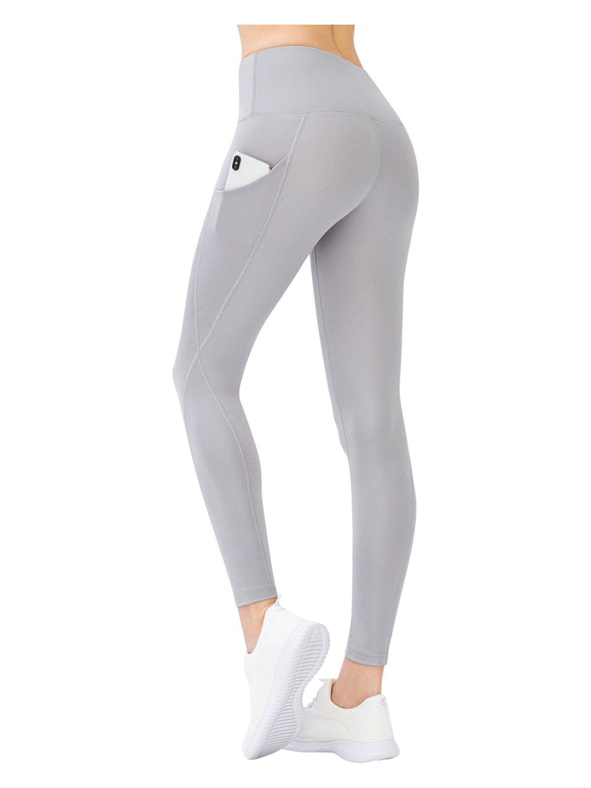 Los Ojos Kadın Gri Yüksek Bel Çift Cepli Toparlayıcı Spor Tayt