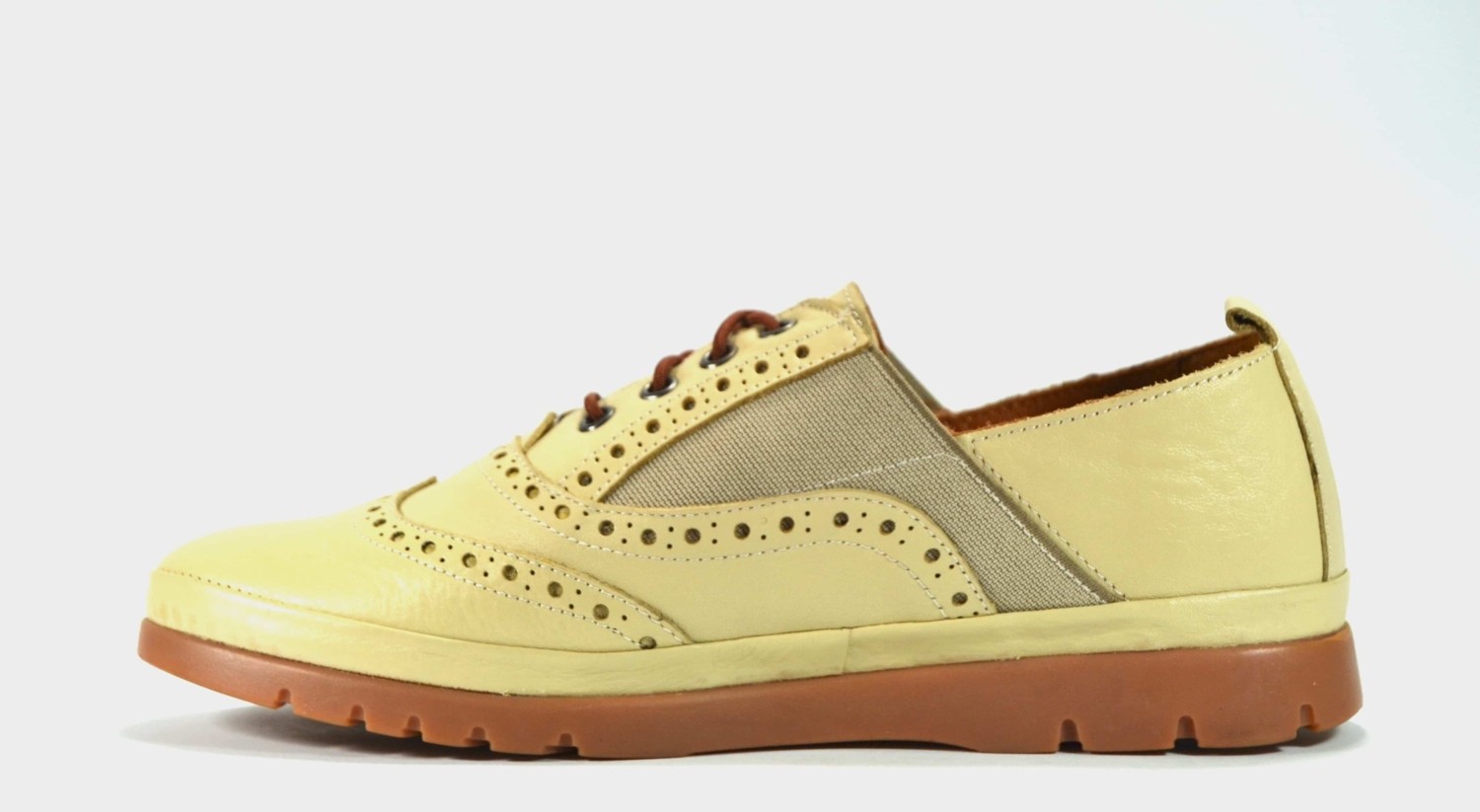 Ernas L21 Taba Hakiki Soft Deri Oxford Kadın Iş Ayakkabı