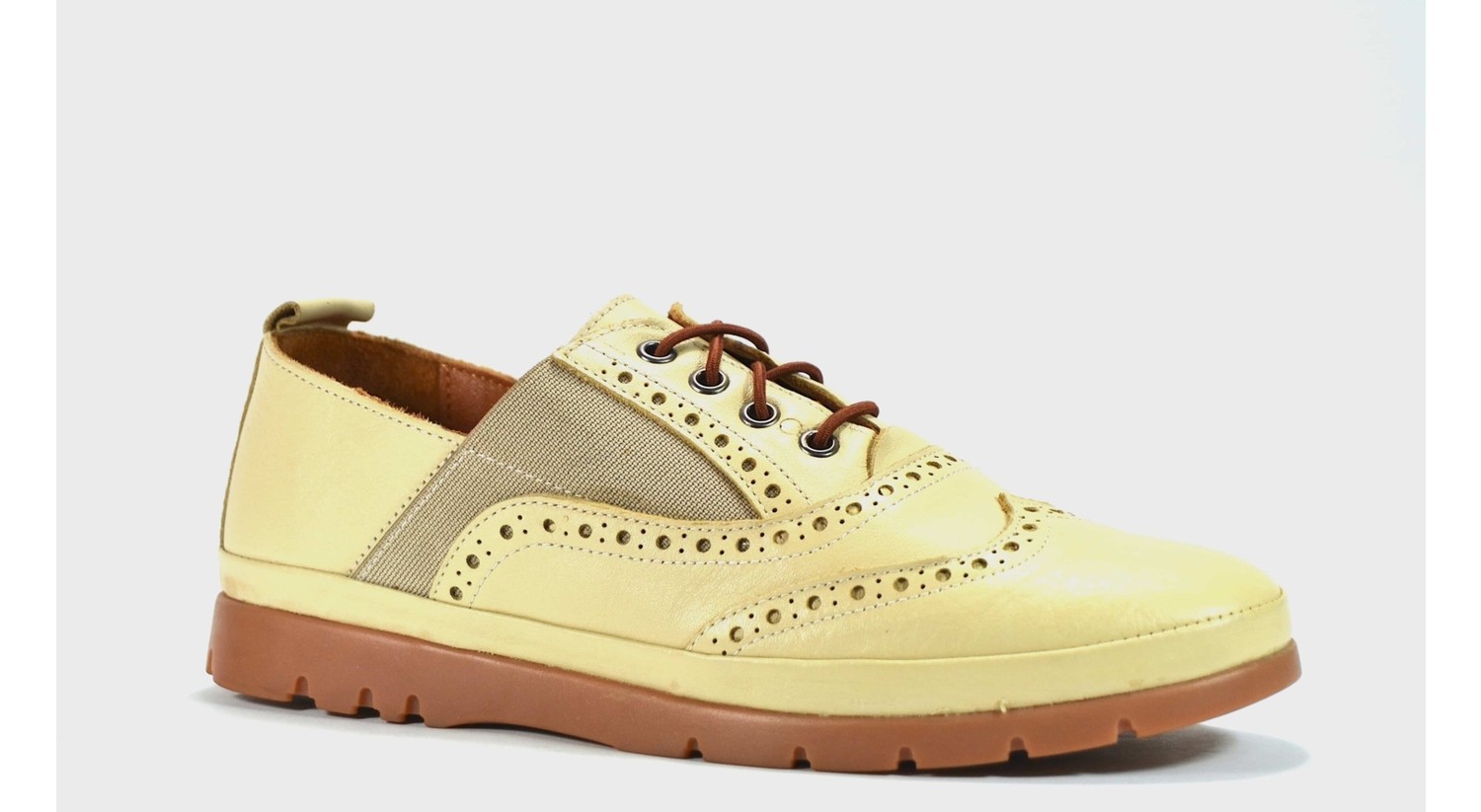 Ernas L21 Taba Hakiki Soft Deri Oxford Kadın Iş Ayakkabı görsel 2