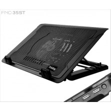 Frısby FNC-35ST 14CM Fan, 10"-17" Notebook Soğutucu, 5 Kademeli Stand, Mavi Ledli (Siyah)