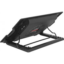 Frısby FNC-35ST 14CM Fan, 10"-17" Notebook Soğutucu, 5 Kademeli Stand, Mavi Ledli (Siyah)