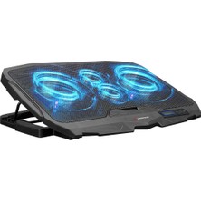 Rampage AD-RC4 Mavi Ledli 4 Adet Fanlı Işıklı Kontrol Panelli Pro Notebook Laptop Soğutucu Stand