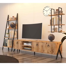 Avm Park Avmpark Yanke Tv 180 Atlantik Çam Metal Raflı + Kitaplık