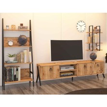 Avm Park Avmpark Yanke Tv 180 Atlantik Çam Metal Raflı + Kitaplık