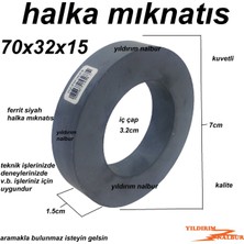 Yıldırım Nalbur 4 Adet Mıknatıs Halka Siyah 70 x 32 x 15 Yuvarlak Simit Tip Daire Klaın Geniş