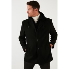 Buratti Çıkarılabilir Kapüşonlu Kırçıllı Slim Fit Kaşe Kaban Erkek KABAN 5841013