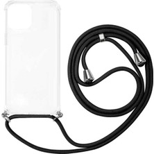 Case 4u Apple iPhone 13 Pro Max Kılıf Boyuna Askılı Ipli Darbe Emici Anti Shock Kapak Siyah