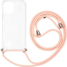 Case 4u Apple iPhone 13 Pro Max Kılıf Boyuna Askılı Ipli Darbe Emici Anti Shock Kapak Rose Gold
