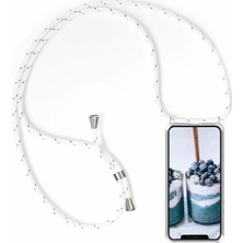 Case 4u Apple iPhone 13 Pro Max Kılıf Boyuna Askılı Ipli Darbe Emici Anti Shock Kapak Beyaz - Siyah