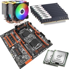 Huananzhi BD23 E5 2660-V3 + Intel Dual X99 256GB 2666MHZ Ddr4 Eatx Anakart + 64GB Ram + T4 Cpu Rgb Light Board