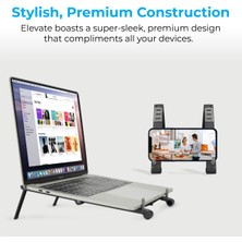 Promate Elevate Gri - Notebook Laptop Standı Ayarlanabilir Çok Açılı Origami Dizayn