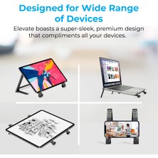 Promate Elevate Gri - Notebook Laptop Standı Ayarlanabilir Çok Açılı Origami Dizayn