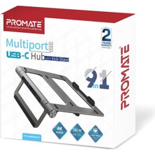 Promate Primebase-C - USB Hub 9'u 1 Arada (Ayrılabilir) Notebook Laptop Standı Ayarlı