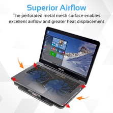 Promate Airbase-1 Siyah - Notebook Laptop Soğutma Standı Sessiz Çift Fan Teknolojili Işıklı