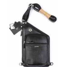 Aka Deri Siyah Omuzdan Askılı Deri Çanta 118