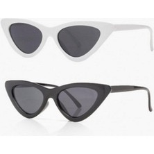 herkesetoptantic 2'li Cat Eye Dörtgen Güneş Gözlüğü (Siyah - Kırmızı)