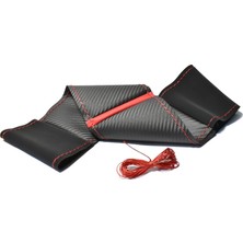 Gürler Oto Aksesuar Vw Transporter Direksiyon Kılıfı Alkantra-Karbon Kırmızı Yüzüklü