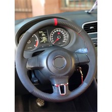 Gürler Oto Aksesuar Vw Passat B7 Kasa Alkantra-Karbon Direksiyon Kılıfı Kırmızı Yüzük