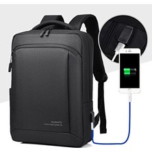 Oumantu 9007 USB Şarj Portlu Laptop-Notebook Sırt Çantası - Koyu Gri