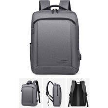 Oumantu 9007 USB Şarj Portlu Laptop-Notebook Sırt Çantası - Koyu Gri